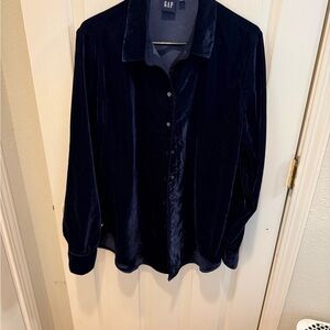 GAP Velvet Midnight Blue Boyfriend Shirt